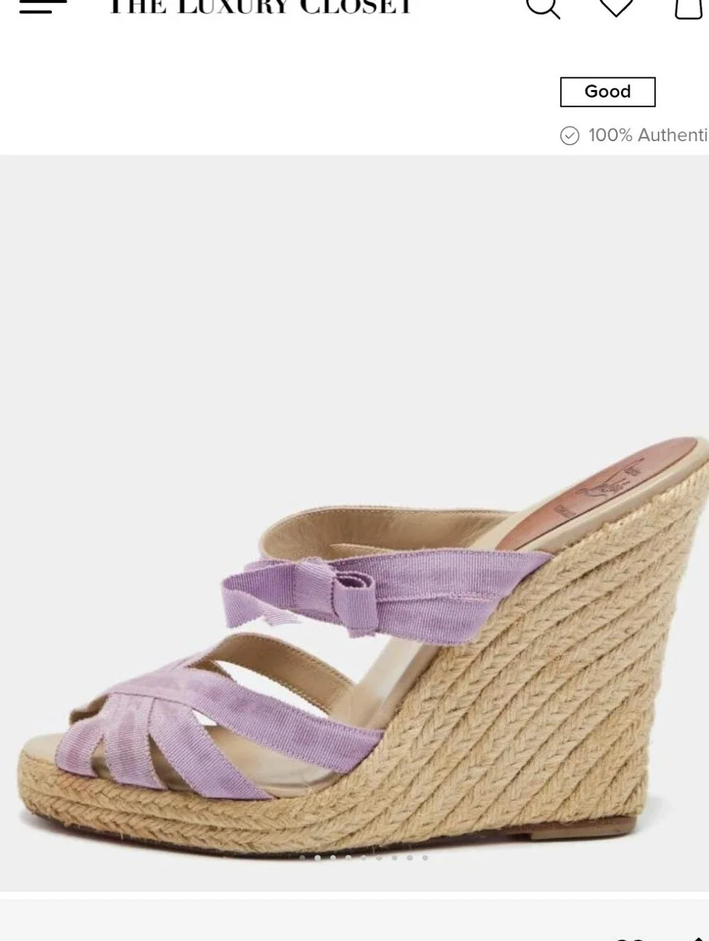 Christian Louboutin Lavender Fabric Wedge Espadrilles